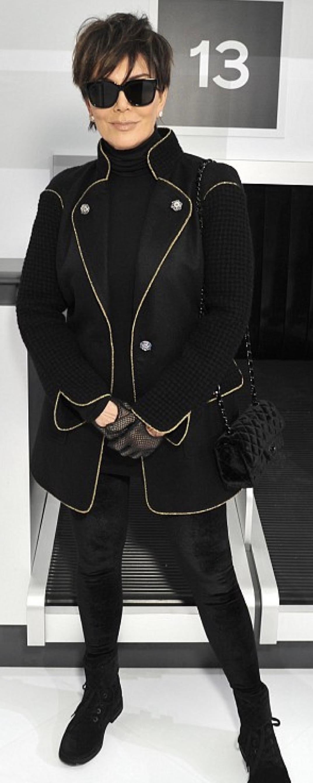 Black Chanel New Kris Jenner Runway Jewel Buttons Tweed Jacket