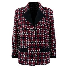 Chanel New Kristen Stewart Style Burgundy Tweed Jacket 42 FR