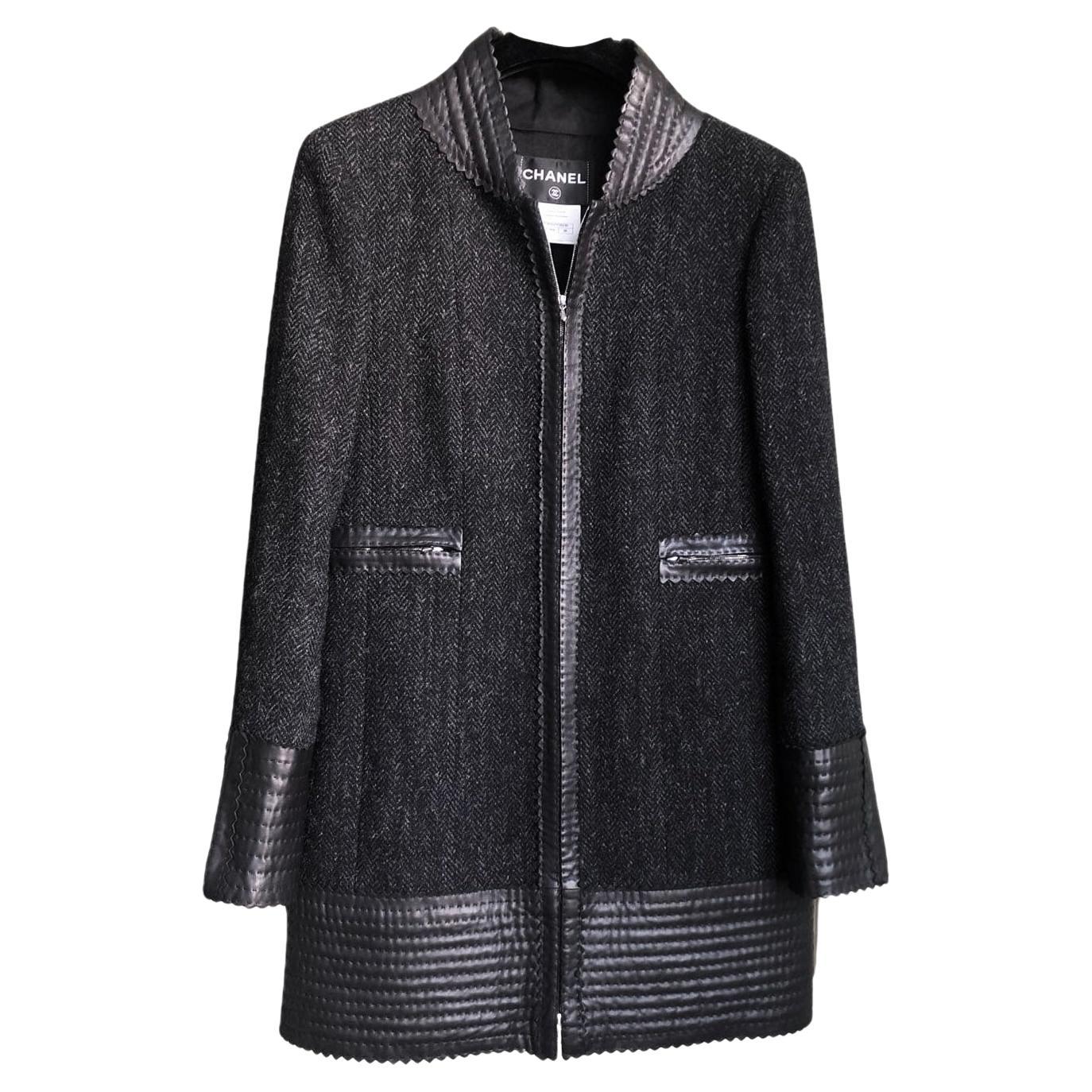 Chanel New Leather Detail Jacket / Coat For Sale