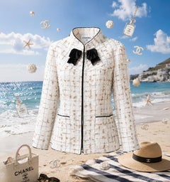 CHANEL New Legendary 2019 White Tweed Jacket 34 FR
