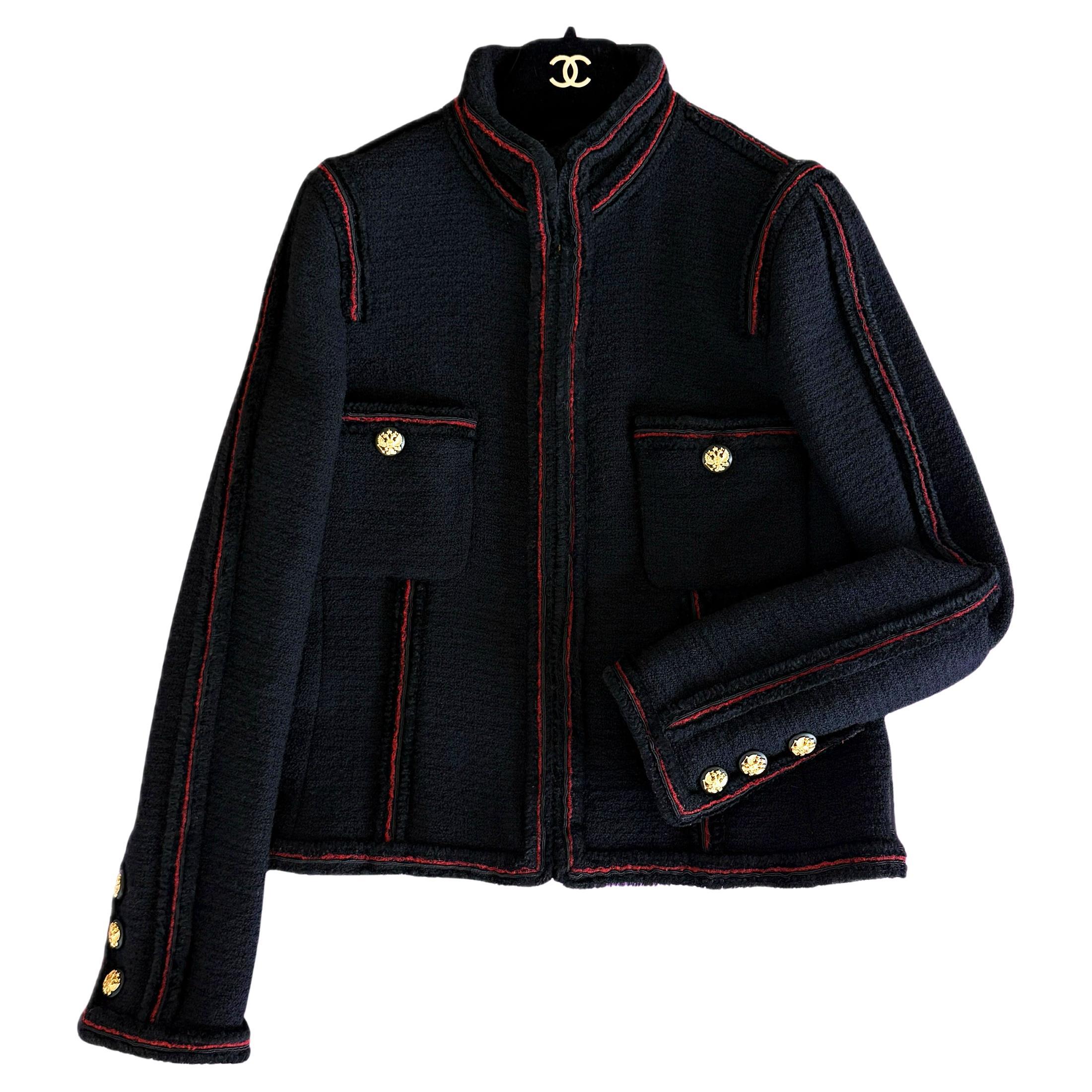 CHANEL New Legendary CC Eagle Buttons Black Tweed Jacket