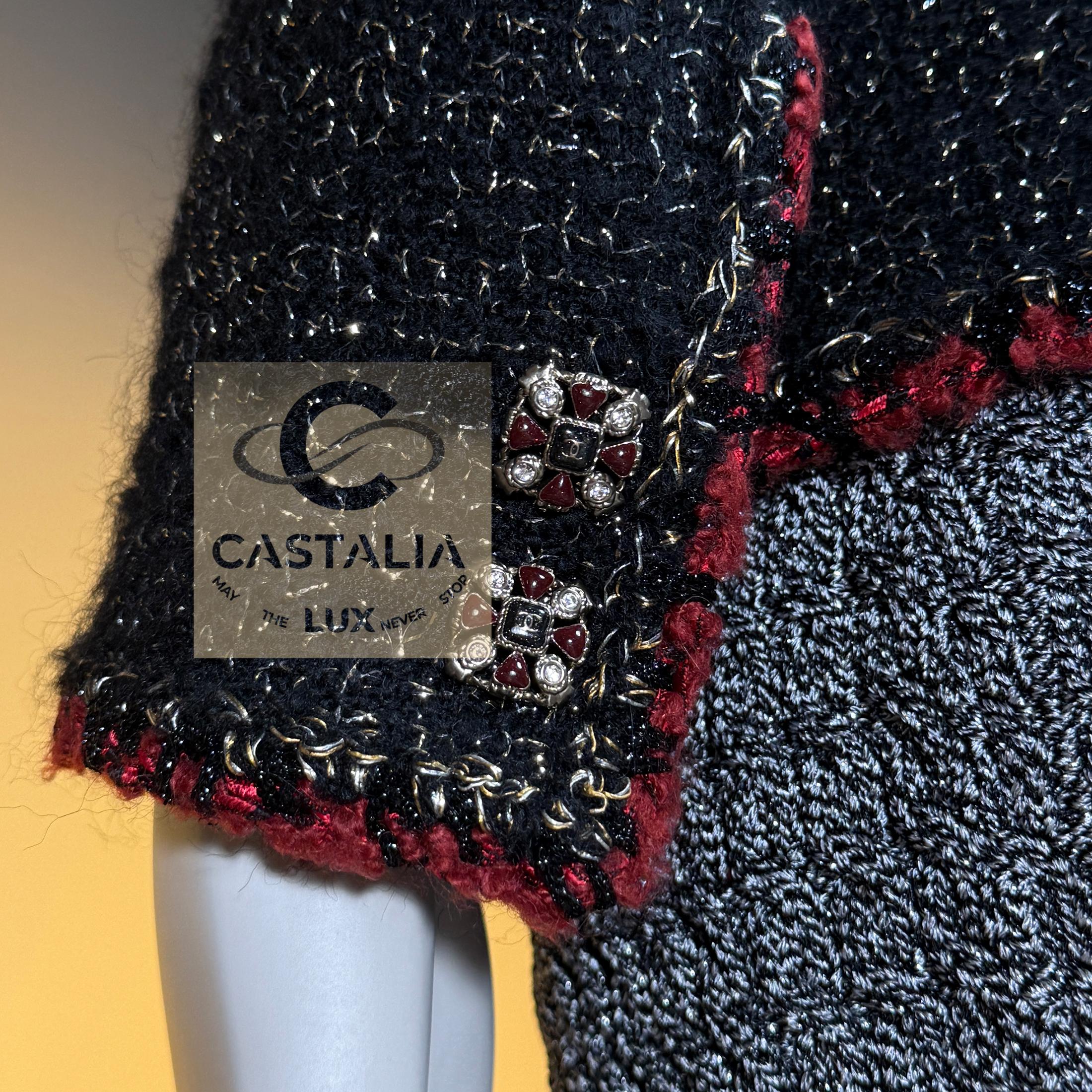 CHANEL New Legendary CC Gripoix Buttons Schwarz Tweed Jacke 38 FR im Angebot 10