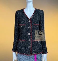 CHANEL Nuevo legendario CC Gripoix Botones Chaqueta de tweed negro 38 FR
