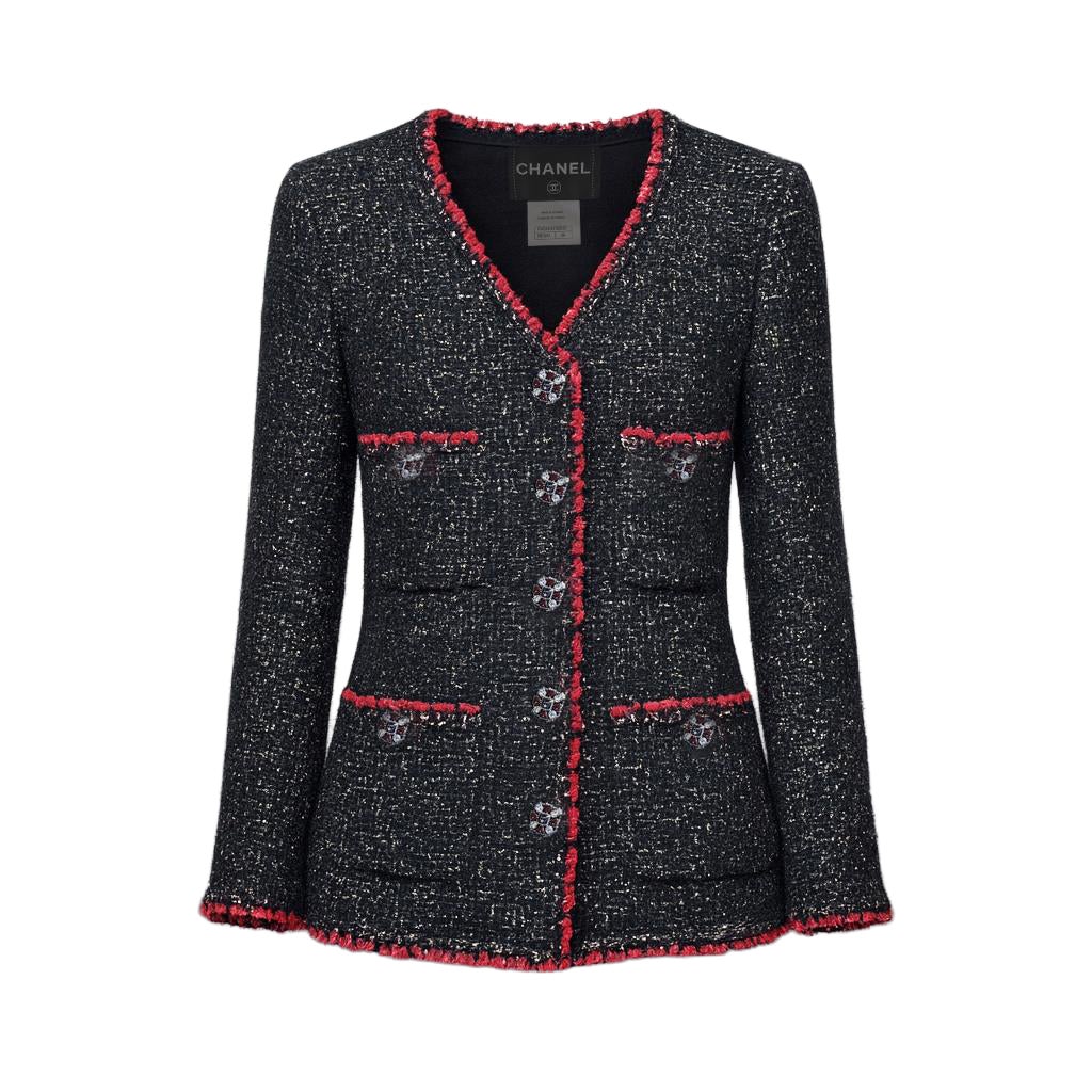 CHANEL New Legendary CC Gripoix Buttons Black Tweed Jacket 38 FR en vente