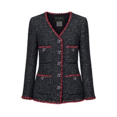 CHANEL New Legendary CC Gripoix Buttons Black Tweed Jacket 38 FR