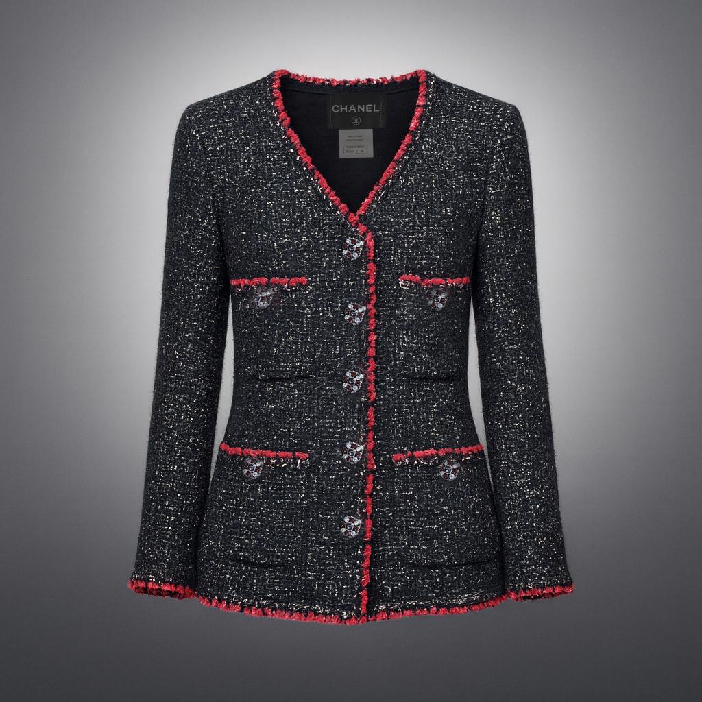 CHANEL Nuevo legendario CC Gripoix Botones Chaqueta de tweed negro 38 FR en venta