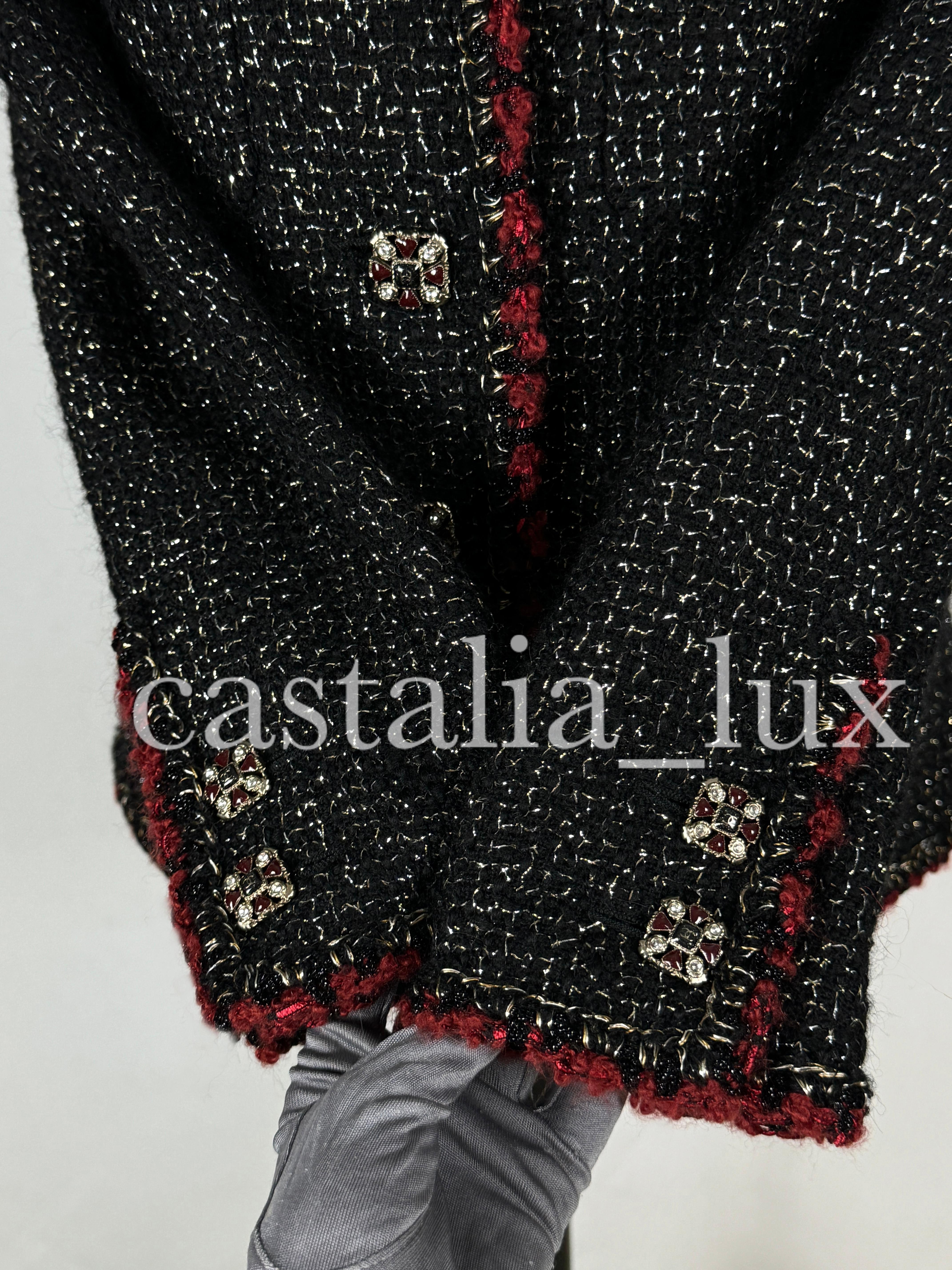 Chanel New Legendary CC Jewel Buttons Black Tweed Jacket For Sale 16