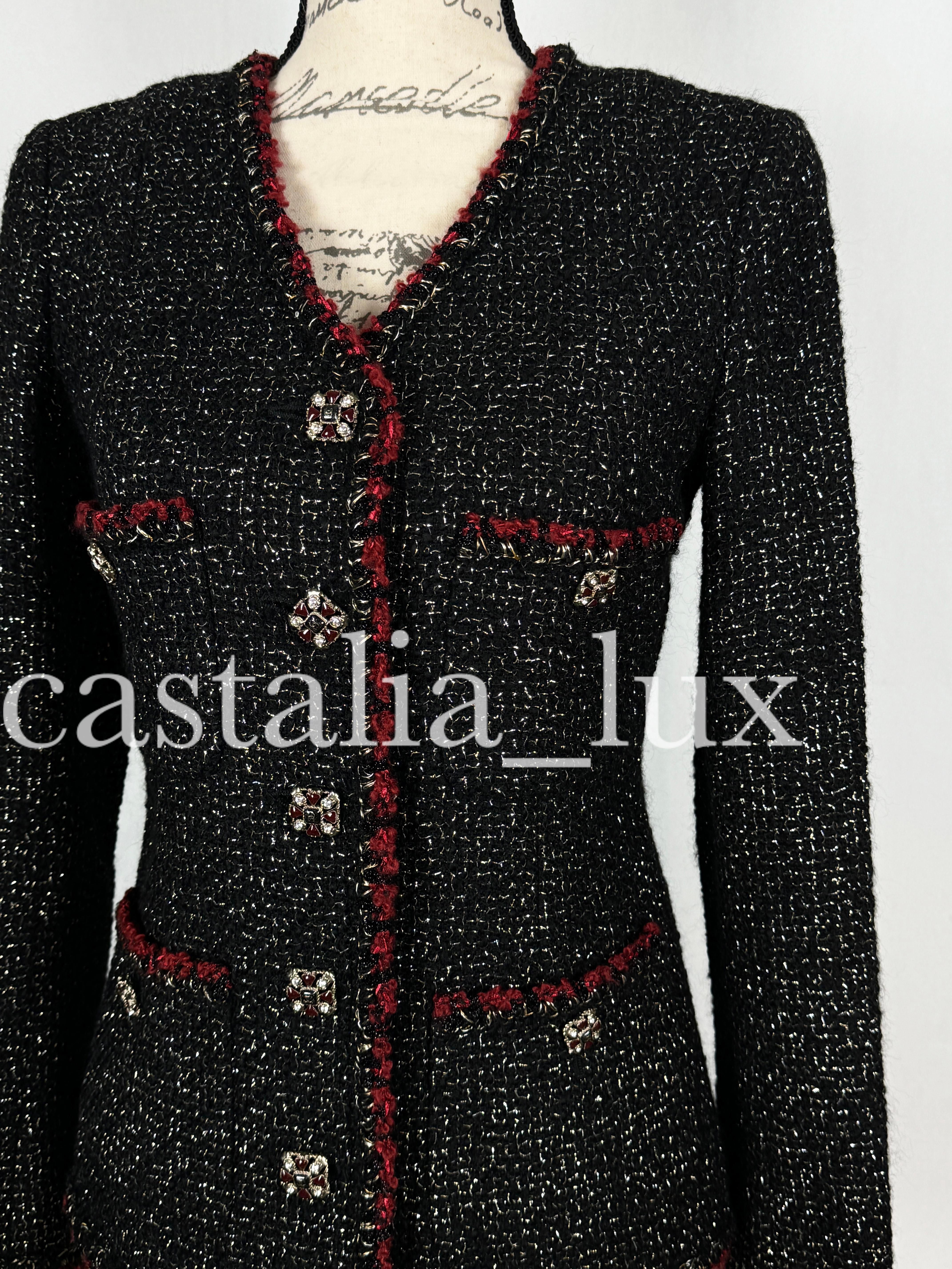 Chanel New Legendary CC Jewel Buttons Black Tweed Jacket For Sale 3