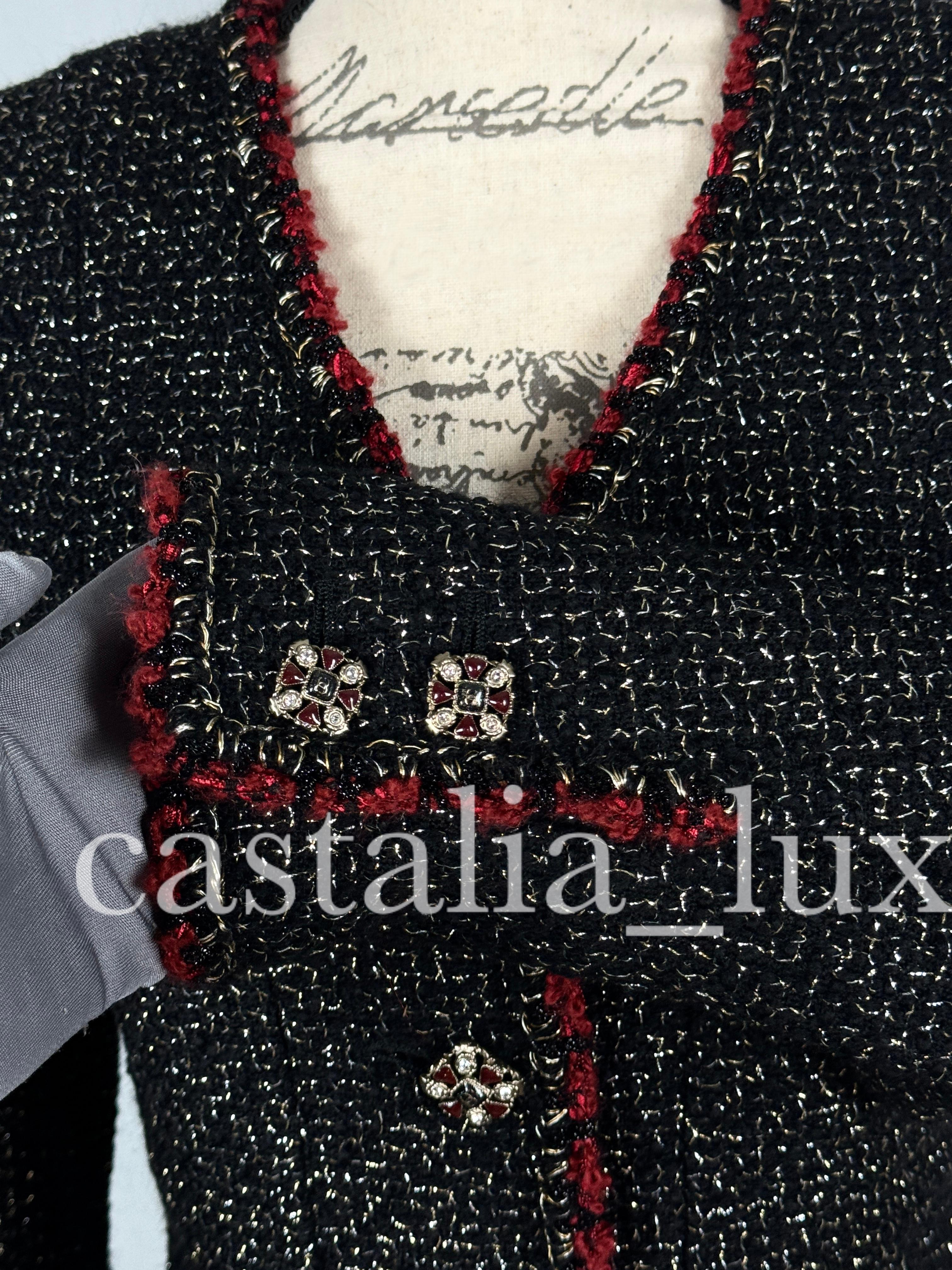 Chanel New Legendary CC Jewel Buttons Black Tweed Jacket For Sale 5