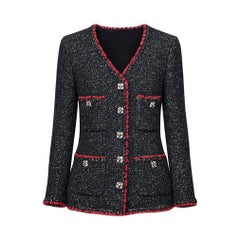 CHANEL New Legendary Jewel Buttons Black Tweed Jacket 34 FR