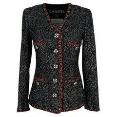 CHANEL New Legendary Jewel Buttons Black Tweed Jacket 34 FR
