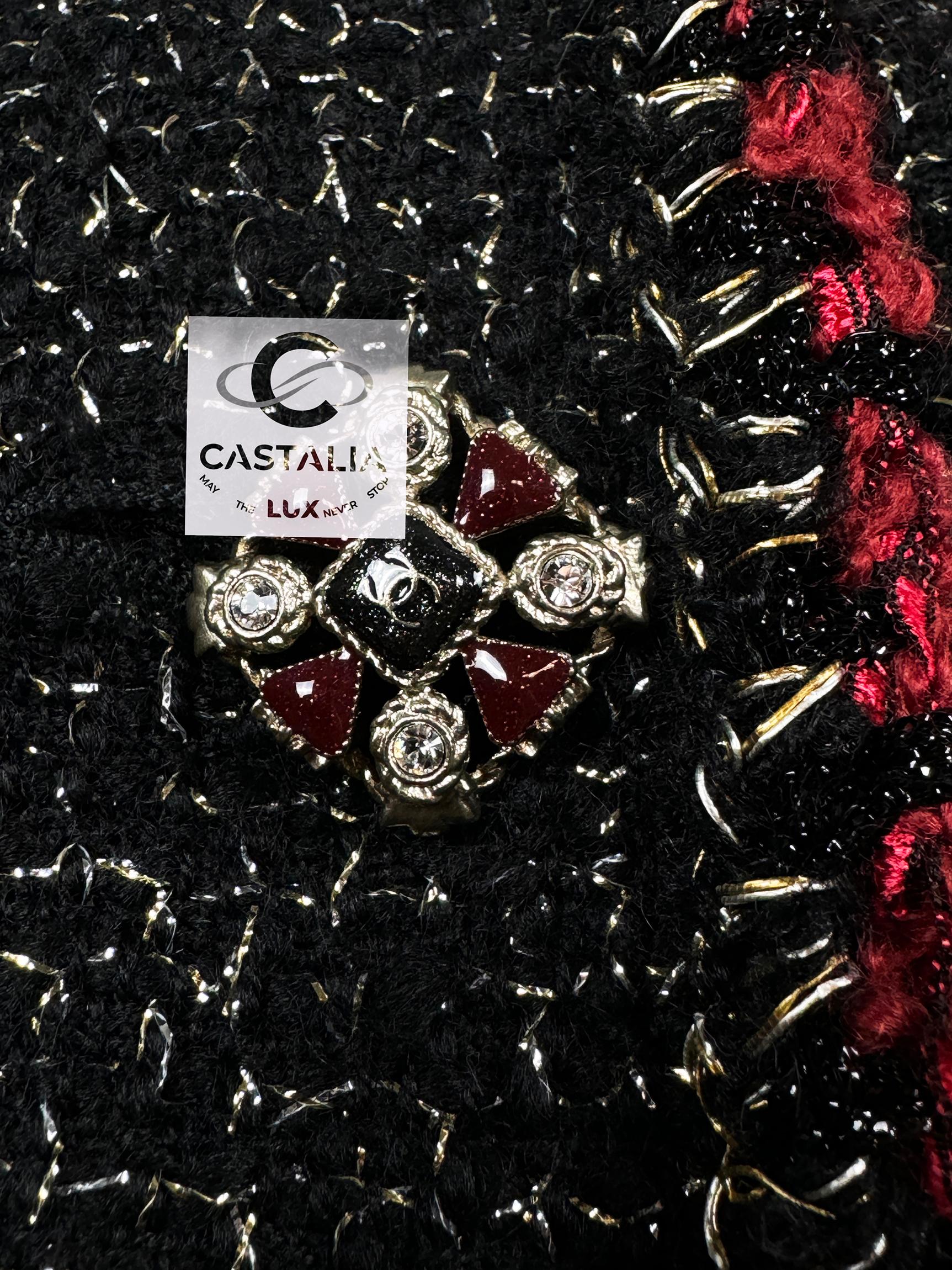 Chanel New Legendary Jewel Buttons Black Tweed Jacket For Sale 6