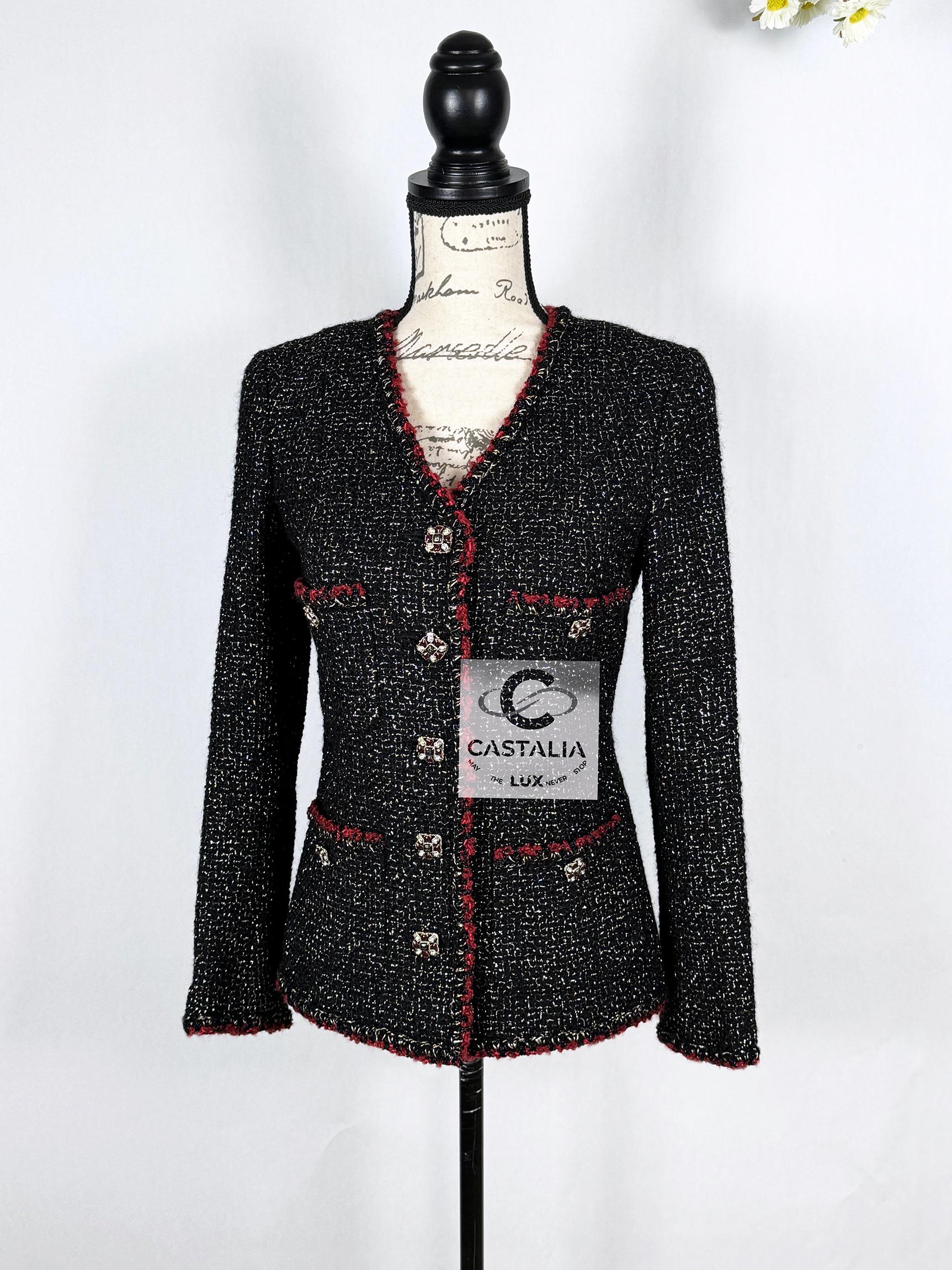 Chanel New Legendary Jewel Buttons Black Tweed Jacket For Sale 2