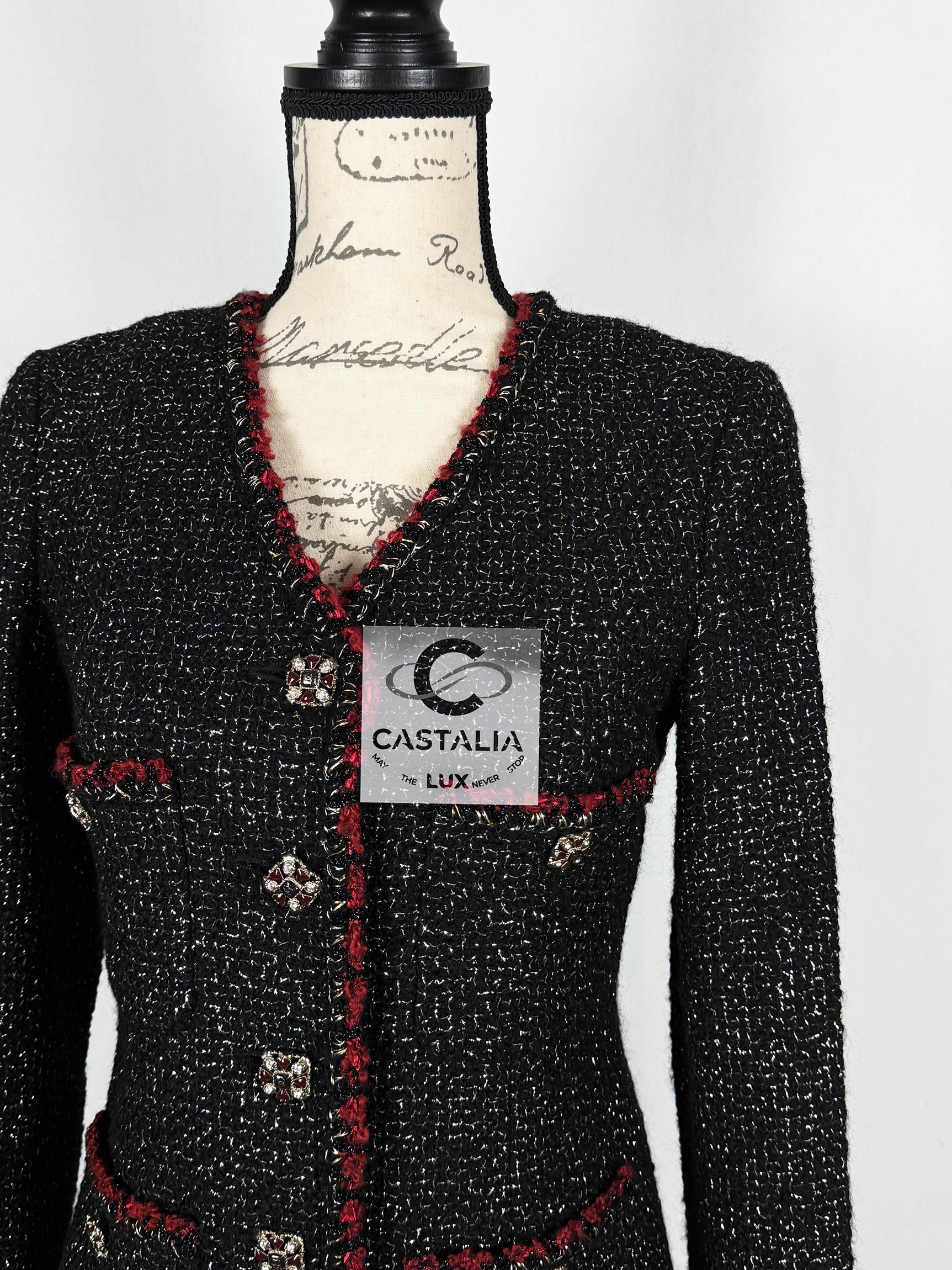 Chanel New Legendary Jewel Buttons Black Tweed Jacket For Sale 3