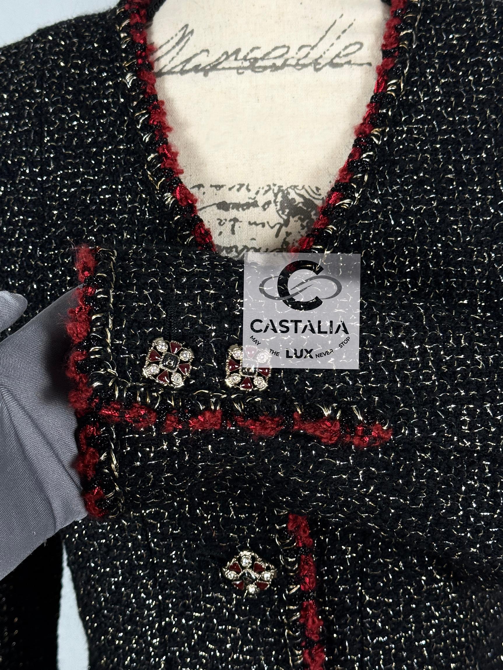 Chanel New Legendary Jewel Buttons Black Tweed Jacket For Sale 5
