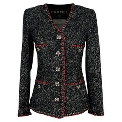 Chanel New Legendary Jewel Buttons Black Tweed Jacket 34 FR