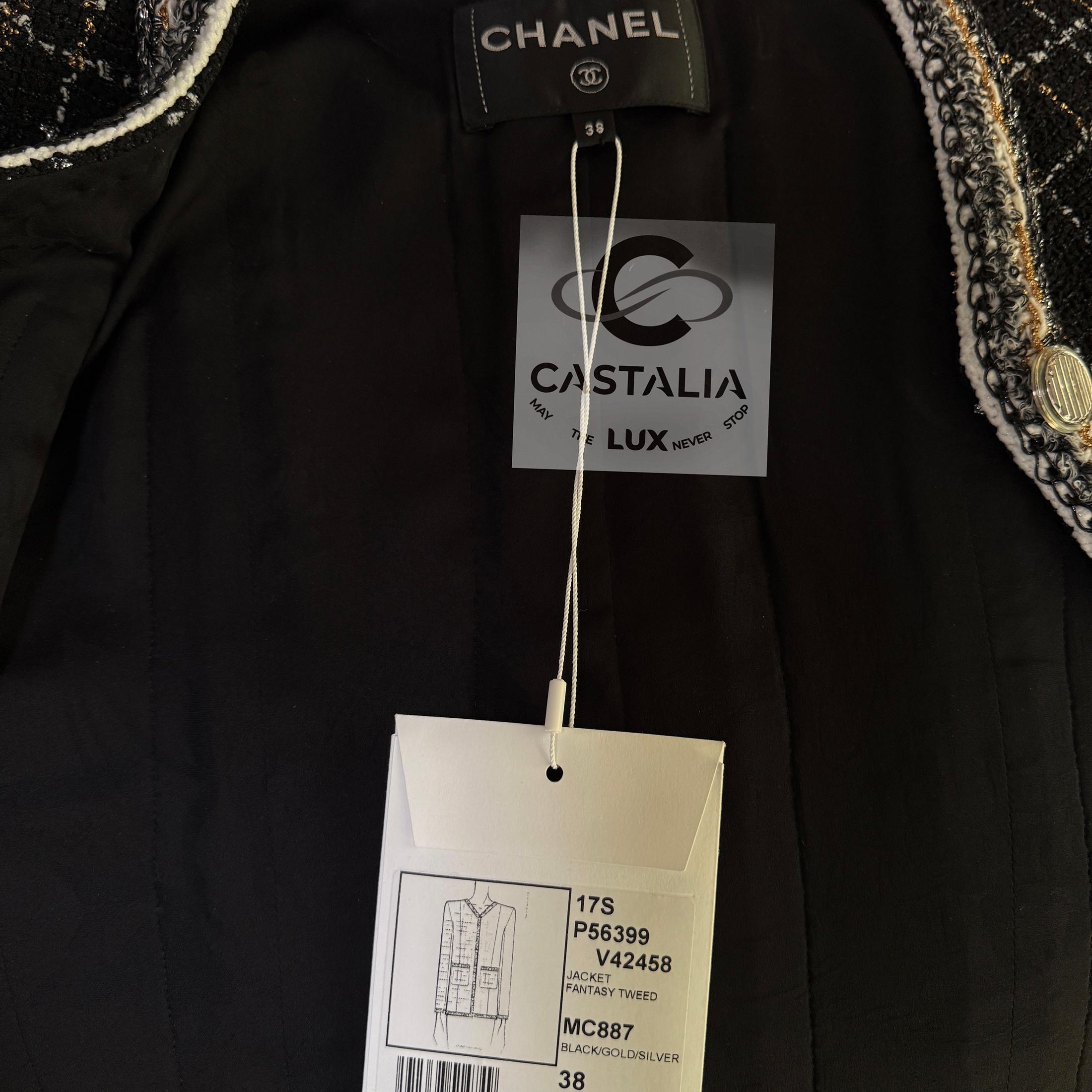 Chanel New Legendary Robot Collection Black Tweed Jacket 38 FR en venta 14