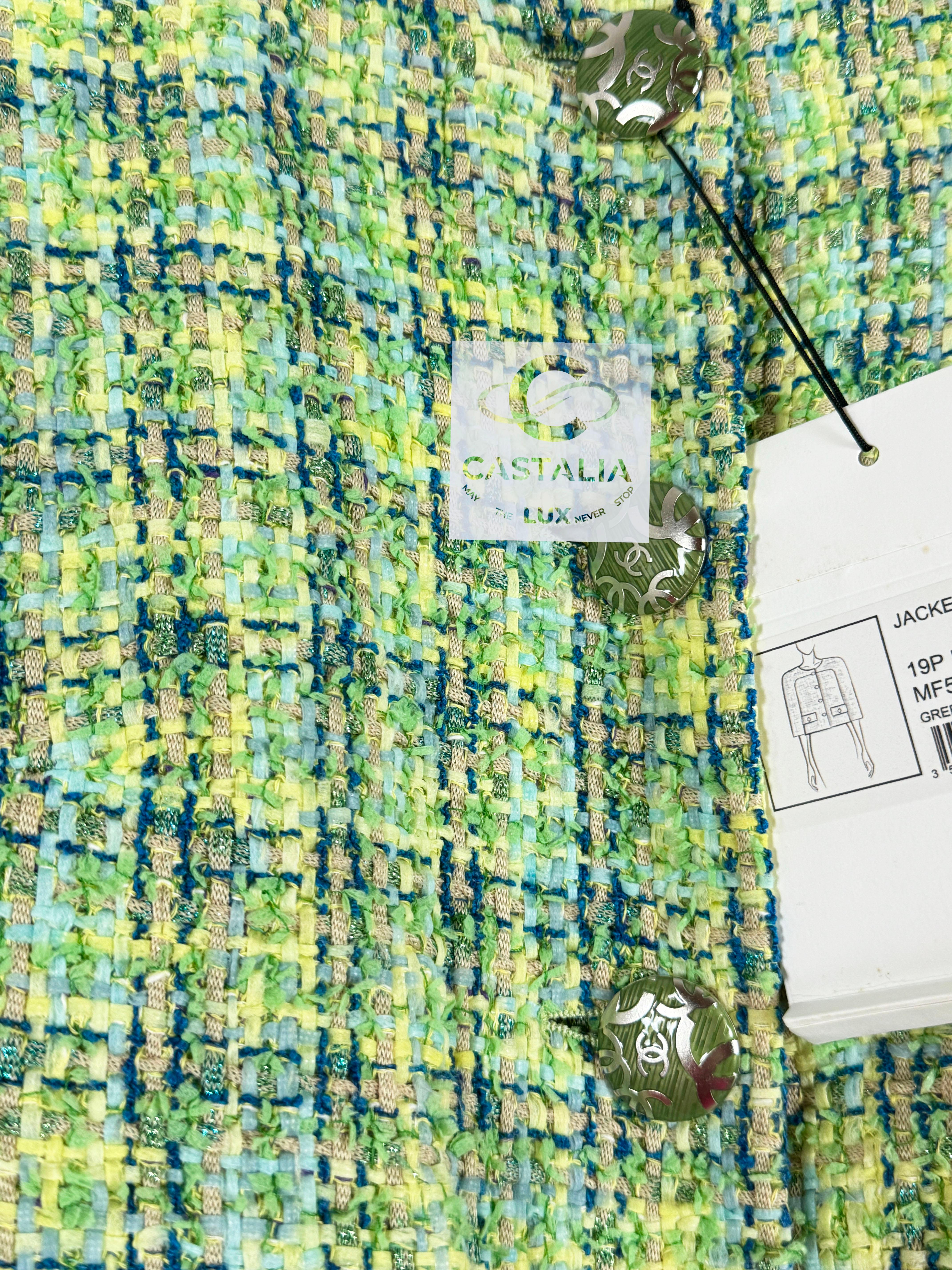 Chanel New Lime Green Lesage Tweed Jacket 34 FR 6