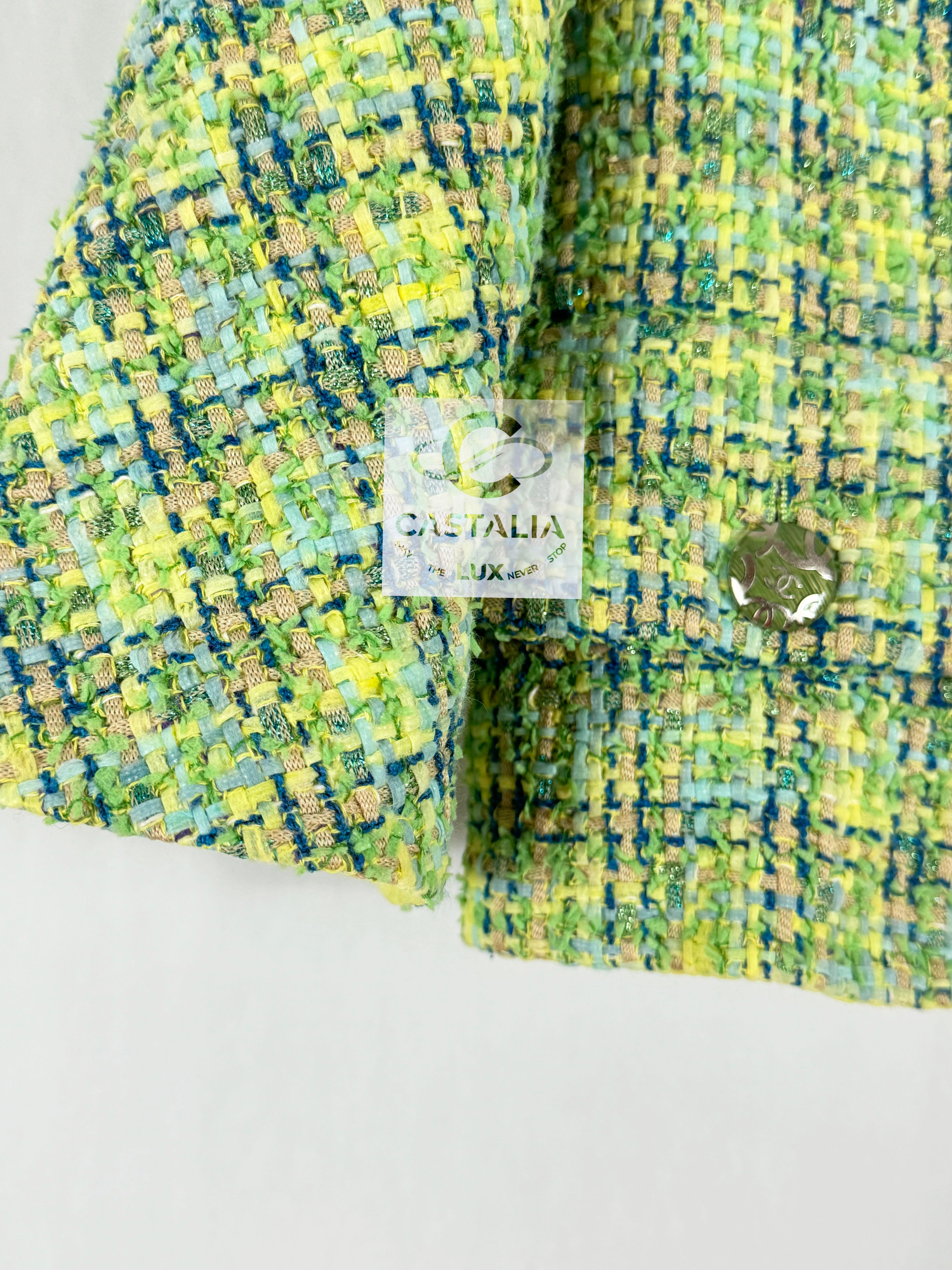 Chanel New Lime Green Lesage Tweed Jacket 34 FR 10