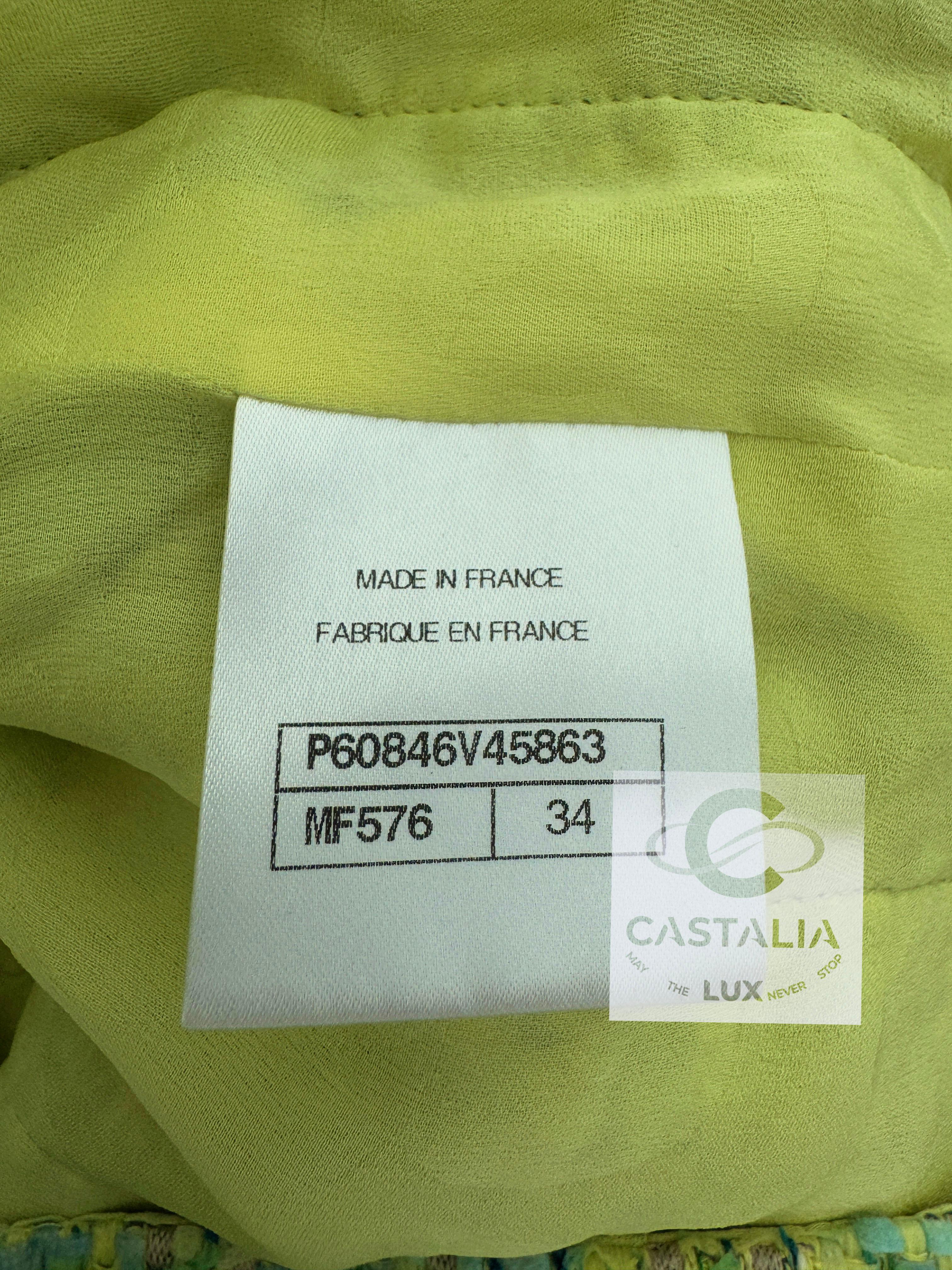 Chanel New Lime Green Lesage Tweed Jacket 34 FR 11