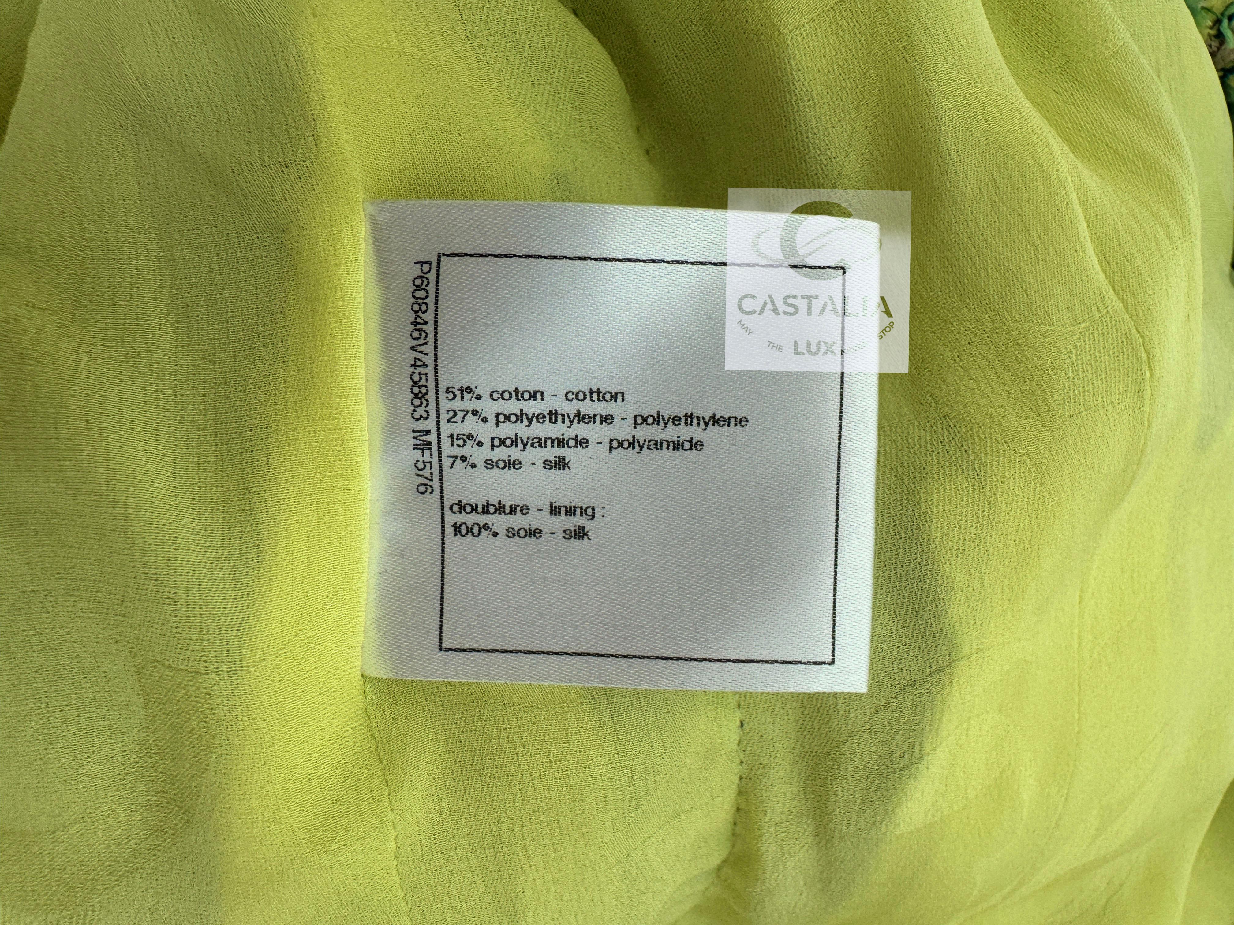 Chanel New Lime Green Lesage Tweed Jacket 34 FR 12