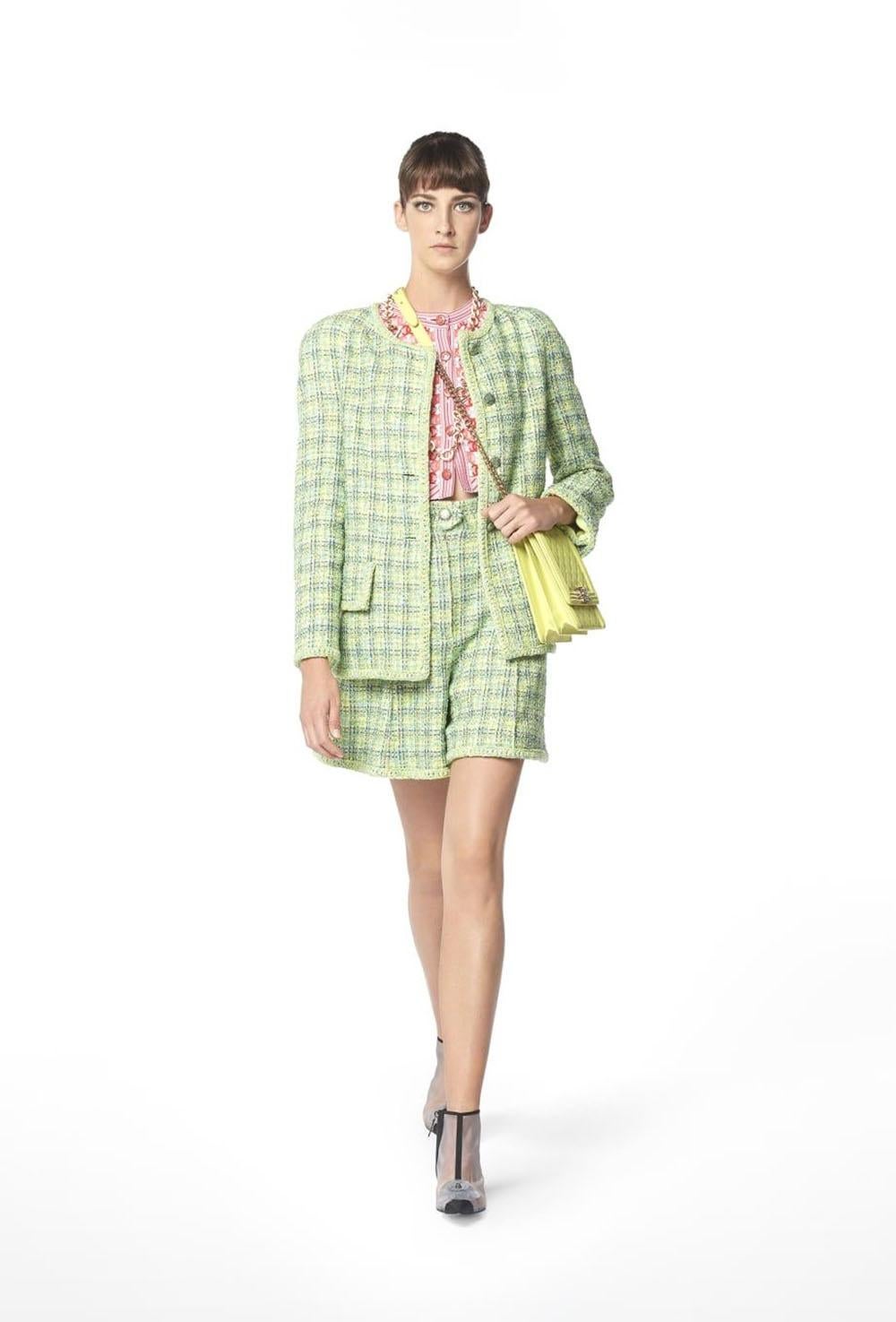 Chanel New Lime Green Lesage Tweed Jacket 34 FR 2
