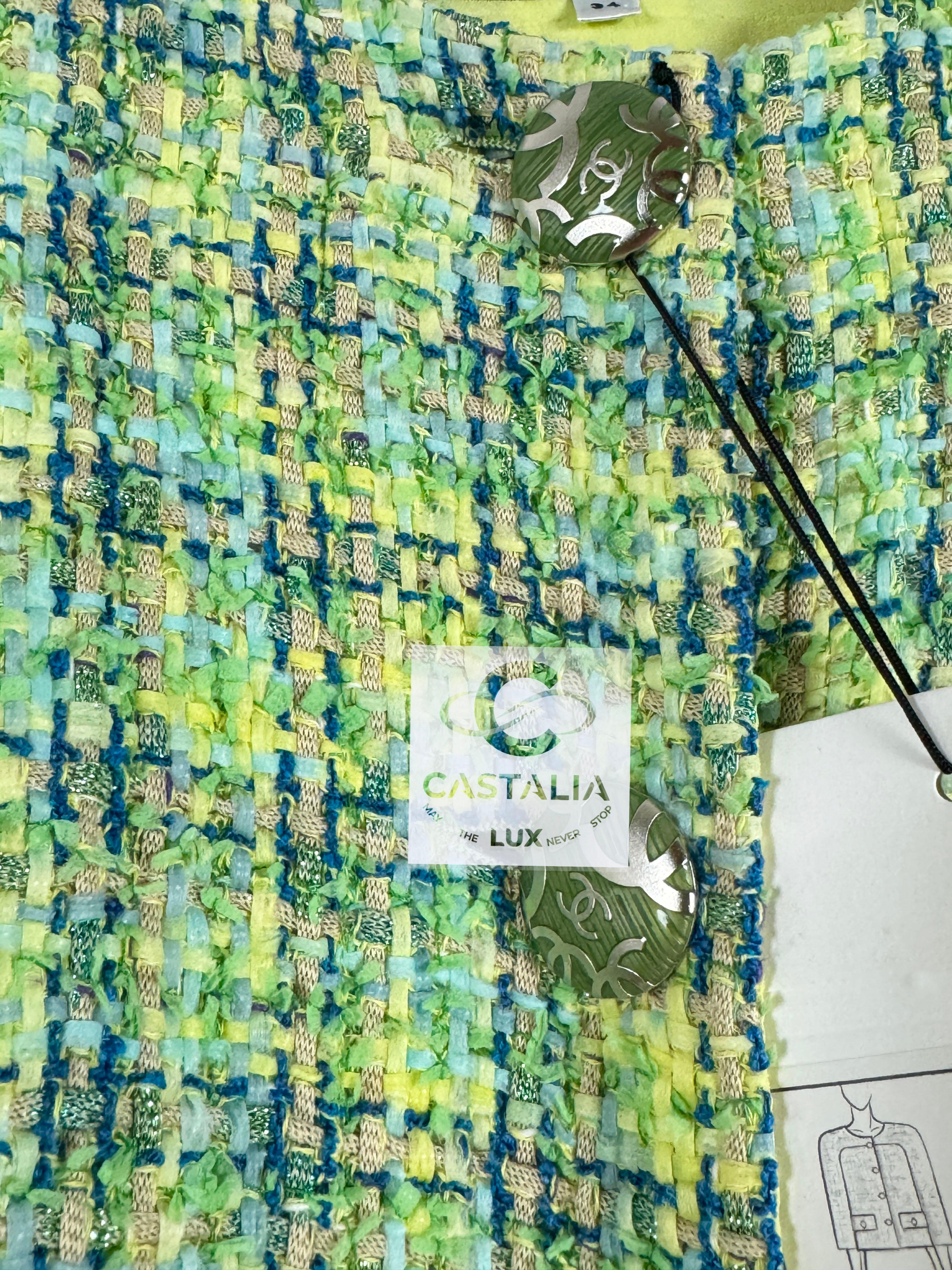 Chanel New Lime Green Lesage Tweed Jacket 34 FR 4