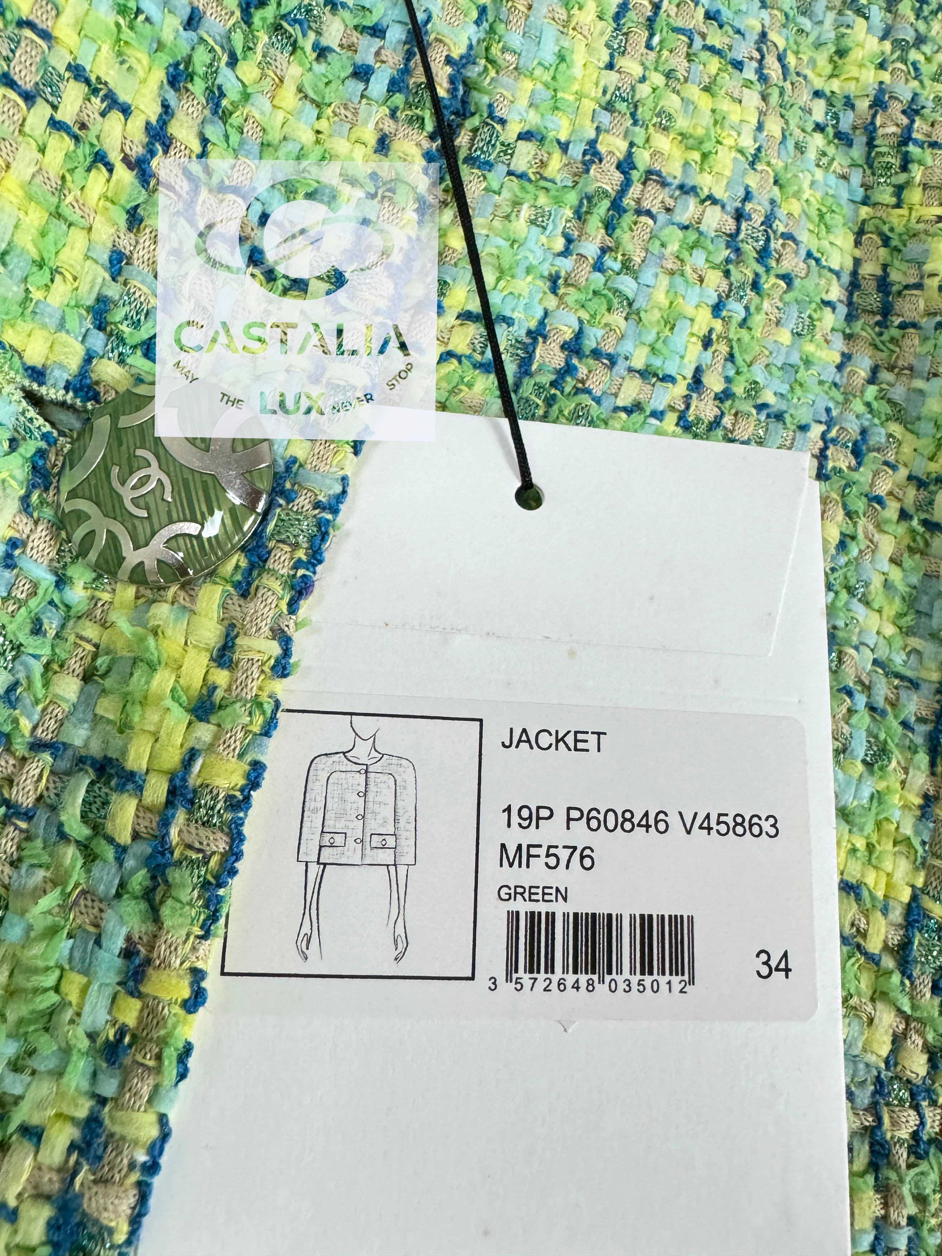 Chanel New Lime Green Lesage Tweed Jacket 34 FR 5