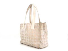 Chanel New Line Travel 215806 Metallic Pink Quilted Canvas Tote