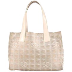 Chanel New Line Travel 215806 Metallic Pink Quilted Canvas Tote
