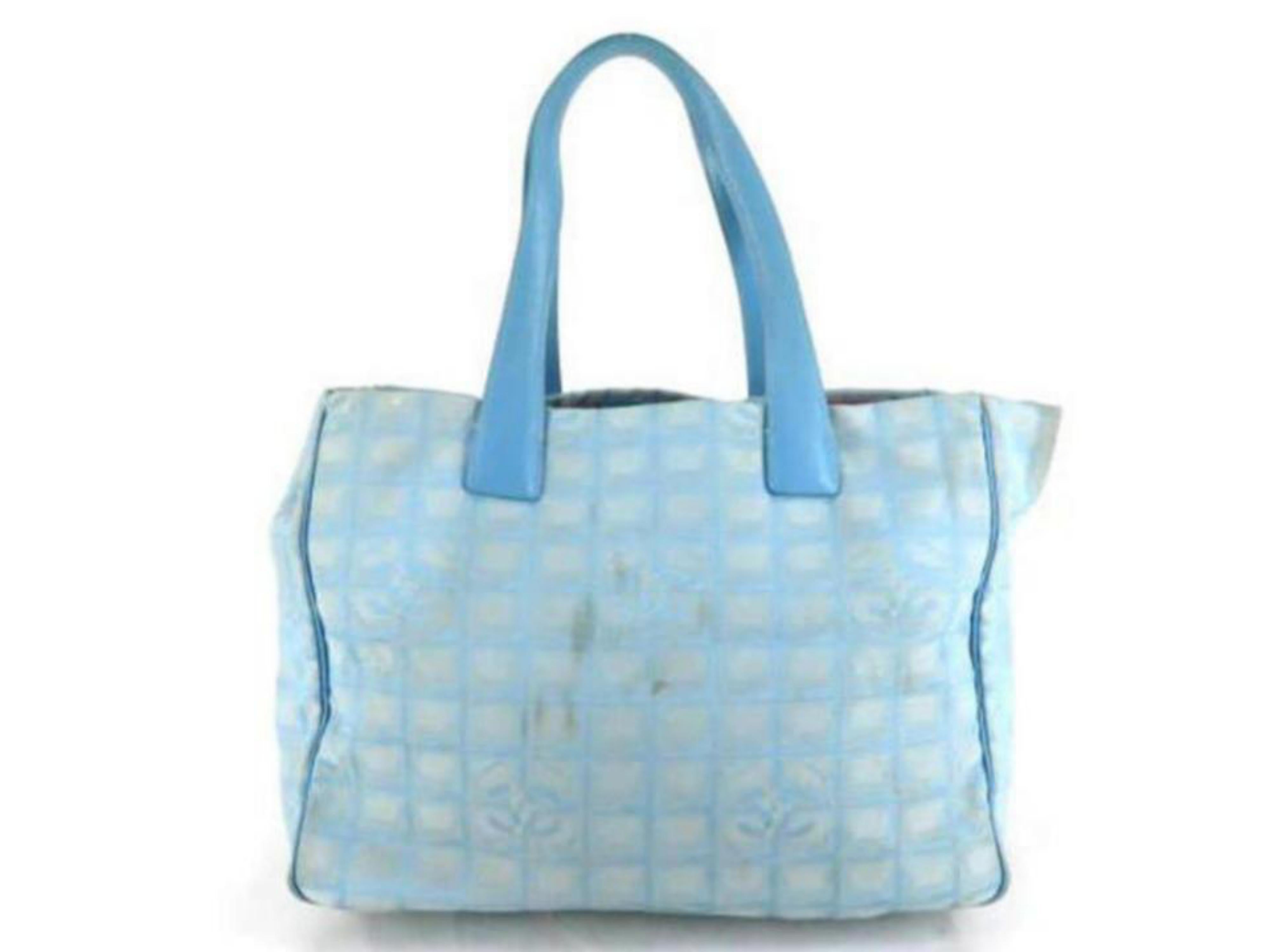 Chanel New Line Travel 225610 Blue Coated Canvas Tote For Sale 1
