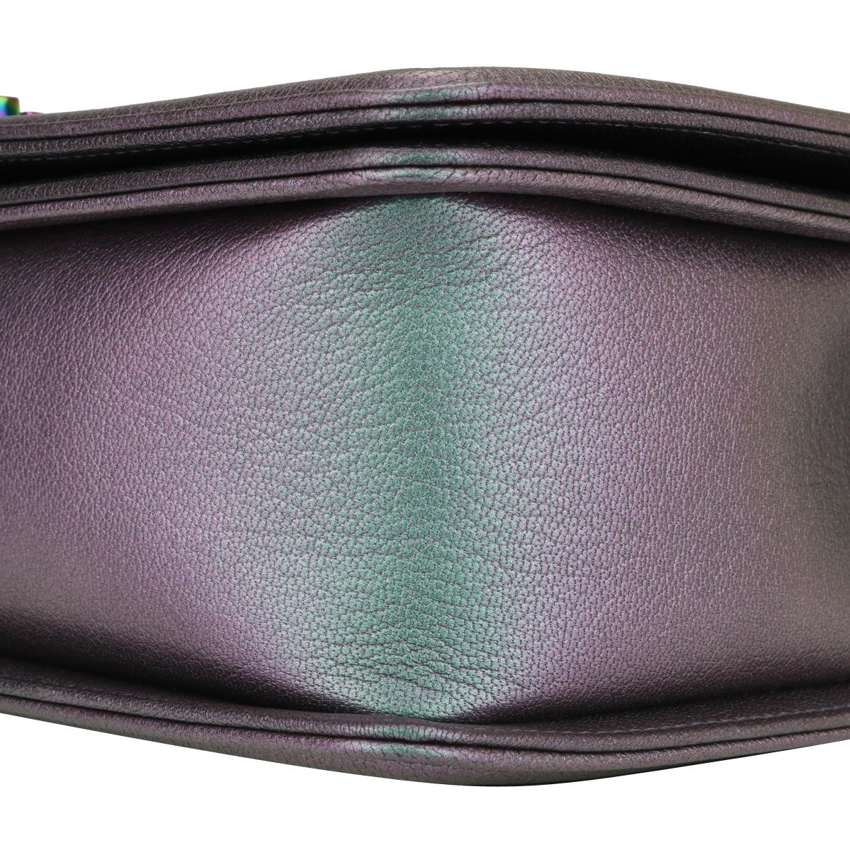 CHANEL New Medium Boy Bag Iridescent Purple Goatskin with Rainbow Hardware 2016 2