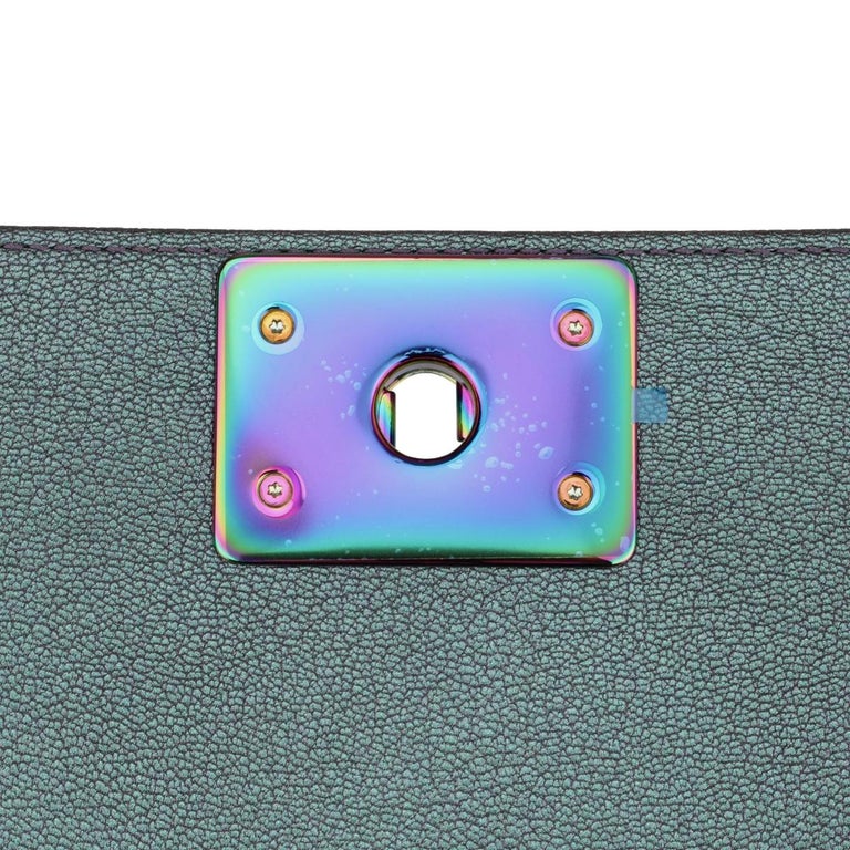 CHANEL New Medium Boy Bag Iridescent Purple Goatskin with Rainbow Hardware 2016 For Sale 8
