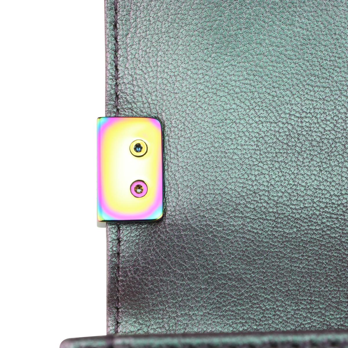 CHANEL New Medium Boy Bag Iridescent Purple Goatskin with Rainbow Hardware 2016 6