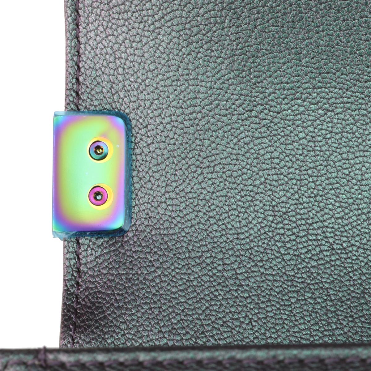 CHANEL New Medium Boy Bag Iridescent Purple Goatskin with Rainbow Hardware 2016 6