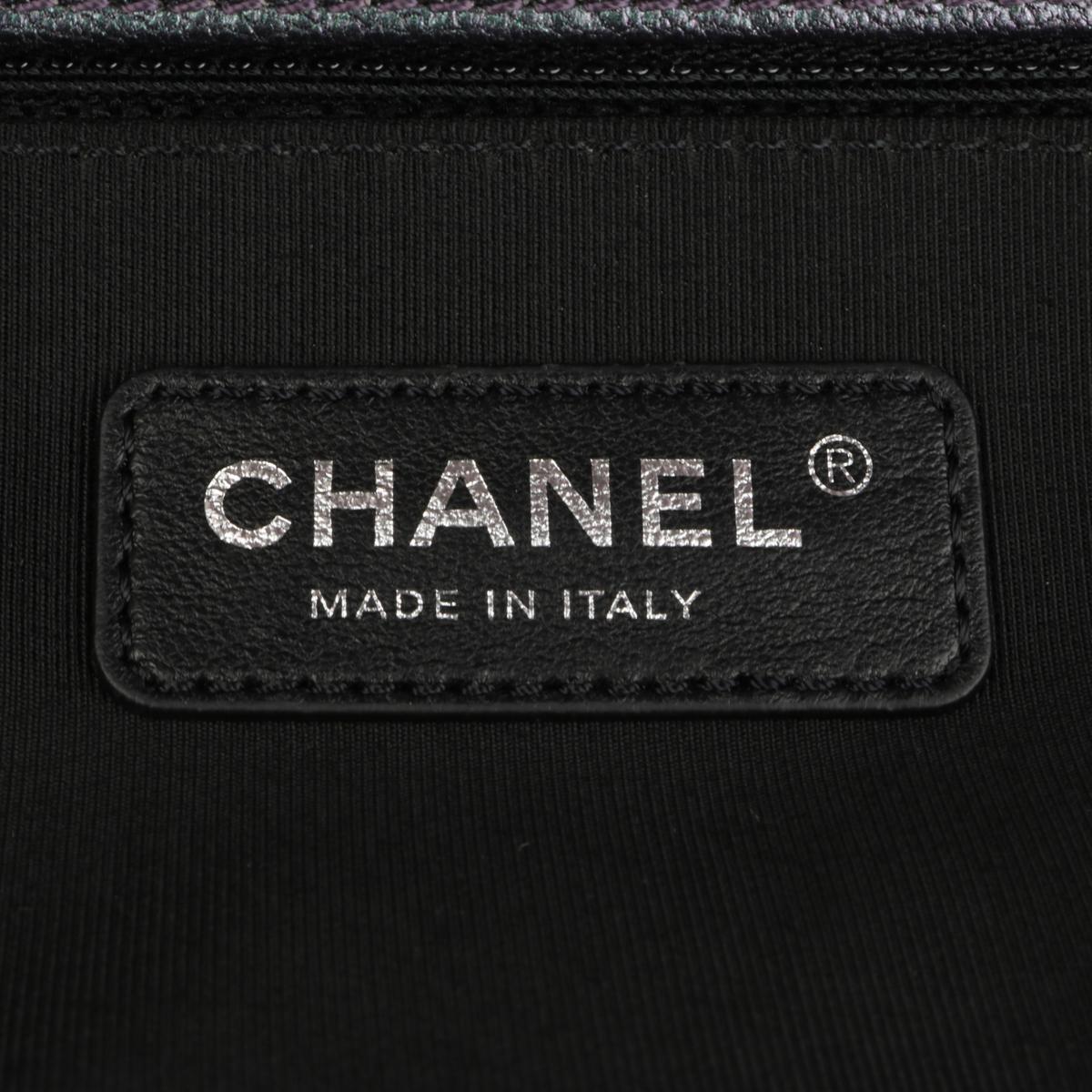 CHANEL New Medium Boy Bag Iridescent Purple Goatskin with Rainbow Hardware 2016 8