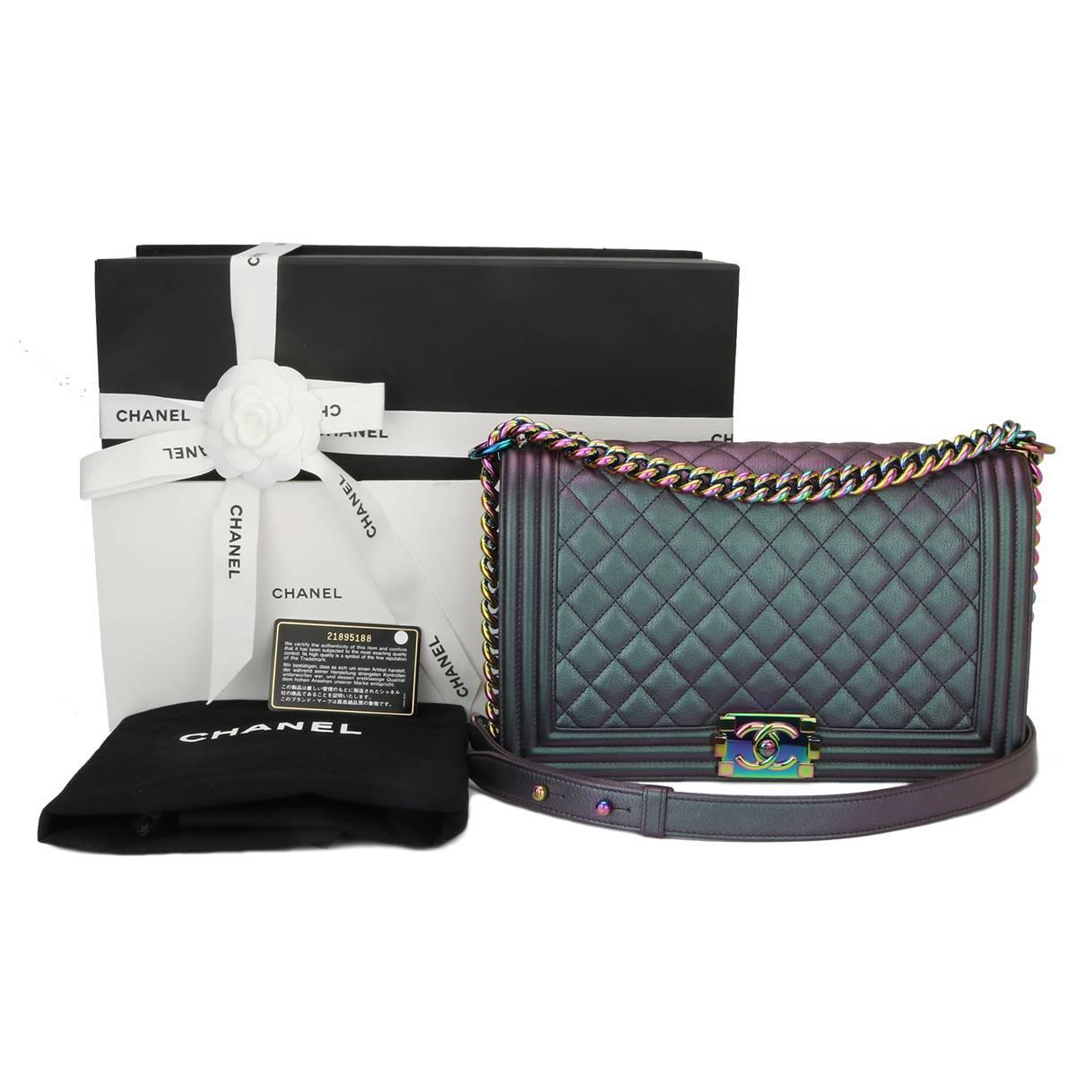 Chanel Medium Boy Iridescent Purple Goatskin with Rainbow Hardware, 2016 2