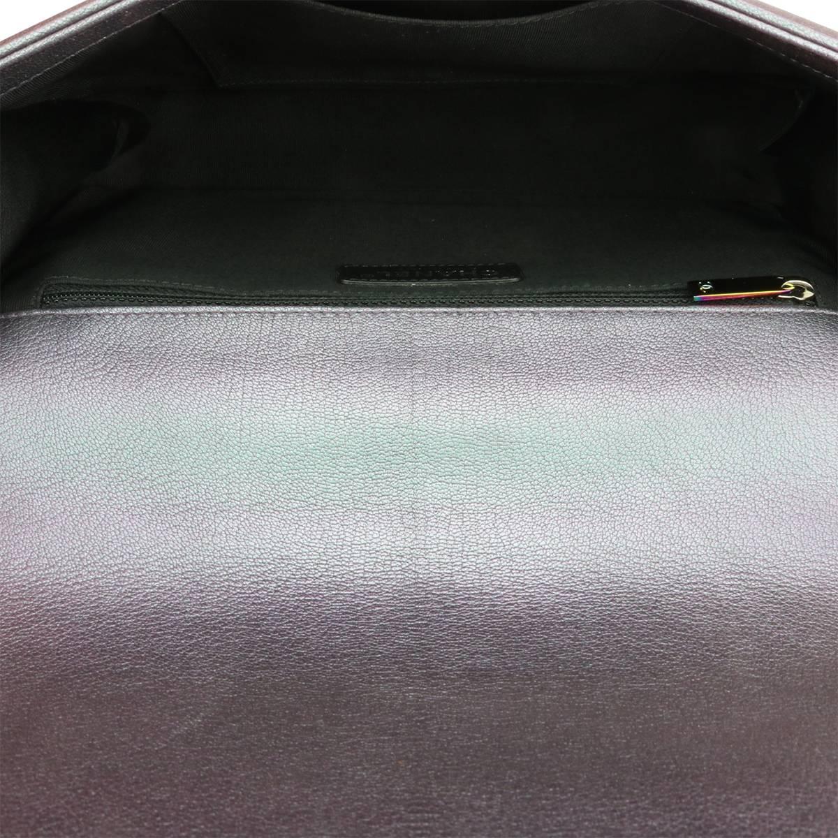 Women's or Men's Chanel Medium Boy Iridescent Purple Goatskin with Rainbow Hardware, 2016