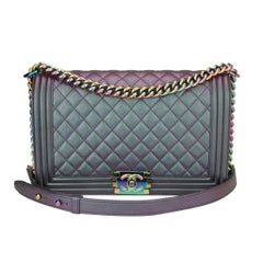 Chanel Medium Boy Iridescent Purple Goatskin with Rainbow Hardware, 2016