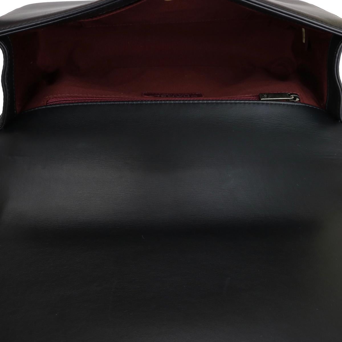 CHANEL New Medium Chevron Boy Bag Black Calfskin with Ruthenium Hardware 2014 7