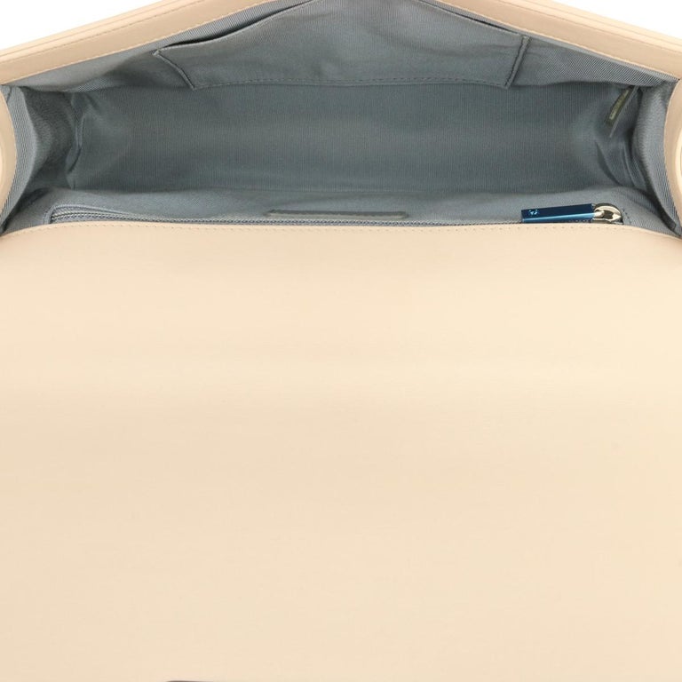 CHANEL New Medium Chevron Boy Bag Nude Calfskin with Silver Hardware 2016 For Sale 7