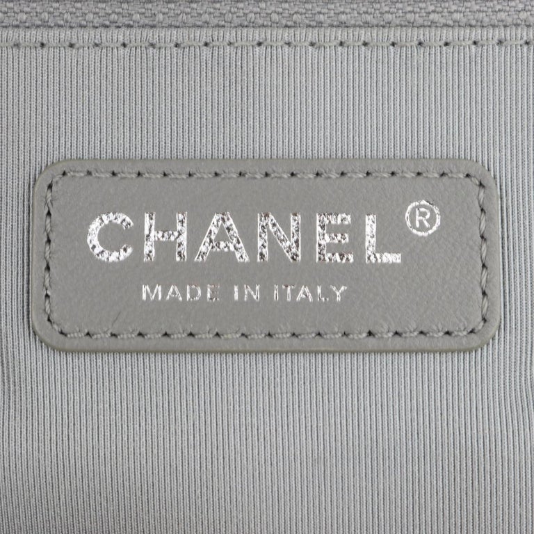CHANEL New Medium Chevron Boy Bag Nude Calfskin with Silver Hardware 2016 For Sale 8