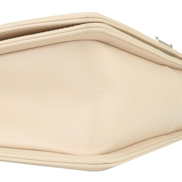 CHANEL New Medium Chevron Boy Bag Nude Calfskin with Silver Hardware 2016 For Sale 3