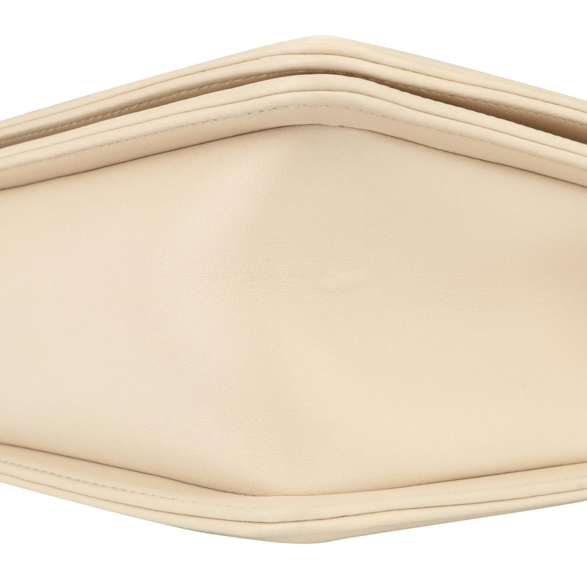 CHANEL New Medium Chevron Boy Bag Nude Calfskin with Silver Hardware 2016 1