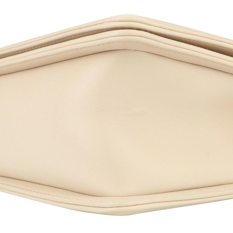 CHANEL New Medium Chevron Boy Bag Nude Calfskin with Silver Hardware 2016 For Sale 4