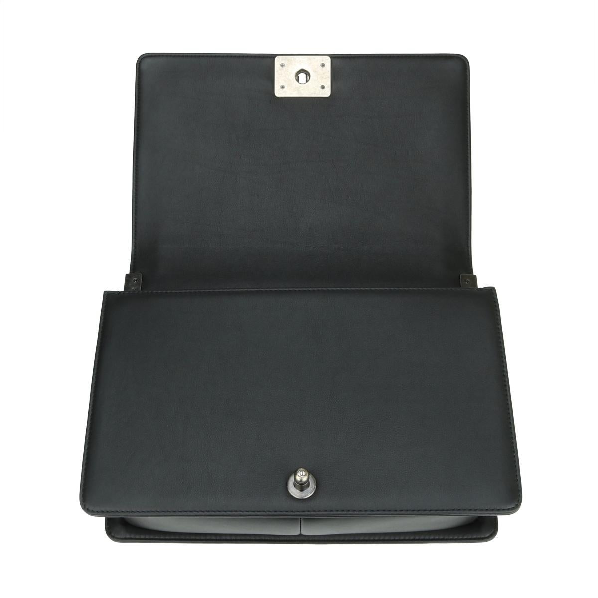 CHANEL New Medium Cordoba Boy Bag Charcoal Black Calfskin Ruthenium Hardware 14A 7