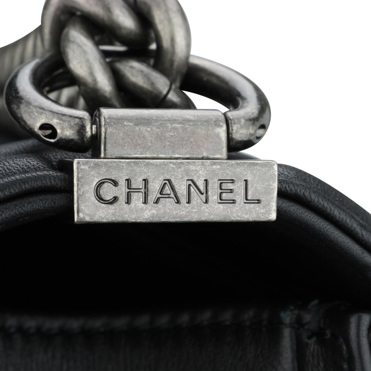 CHANEL Neue Medium Cordoba Boy Bag Anthrazit Schwarzes Kalbsleder Ruthenium Hardware 14A 3