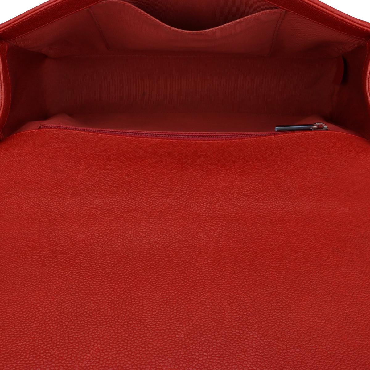 CHANEL Nuevo Bolso Chico Acolchado Mediano en Caviar Rojo con Herrajes de Rutenio 2016 en venta 11
