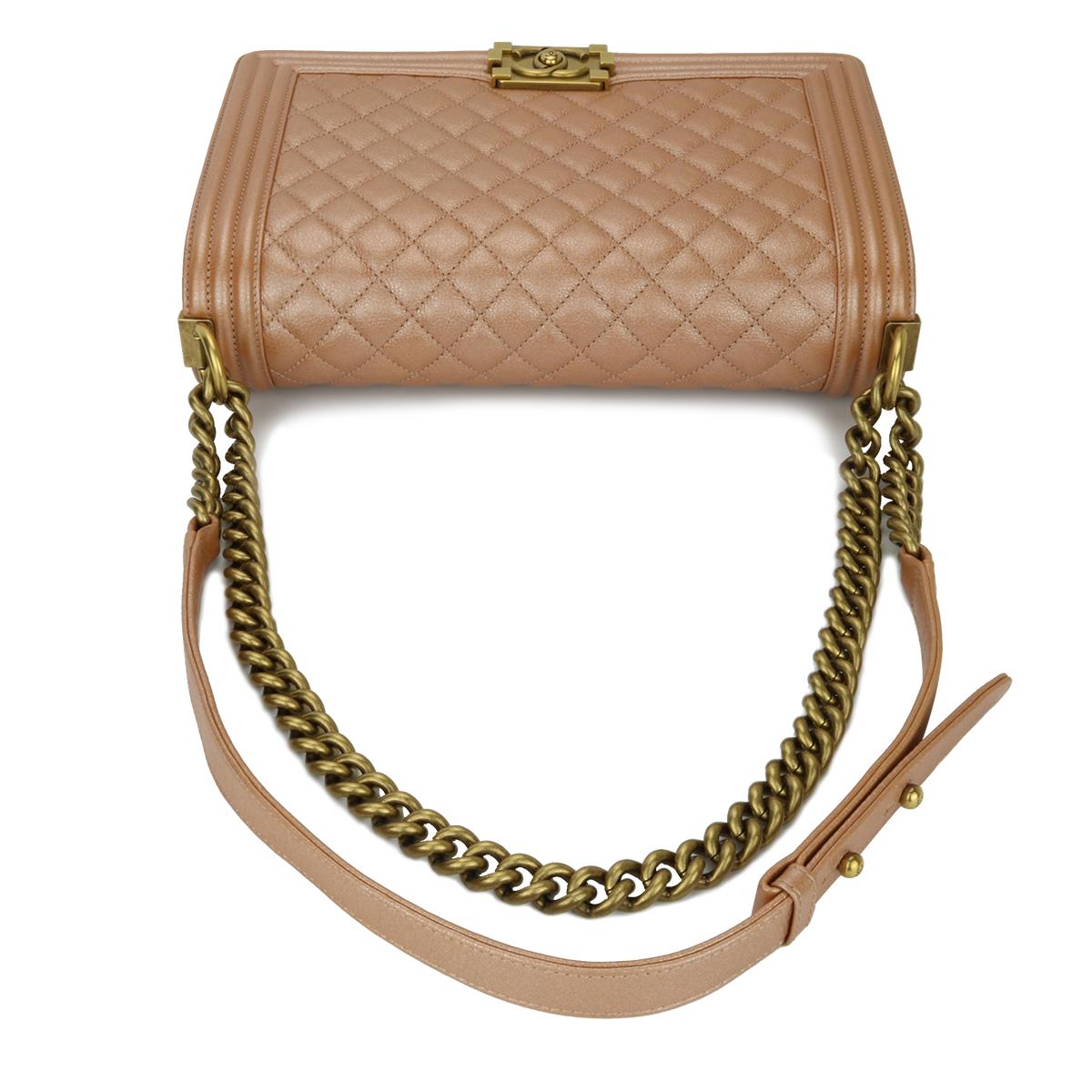 CHANEL New Medium Quilted Boy Bag Iridescent Rose Gold Calfskin with GHW 2015 3