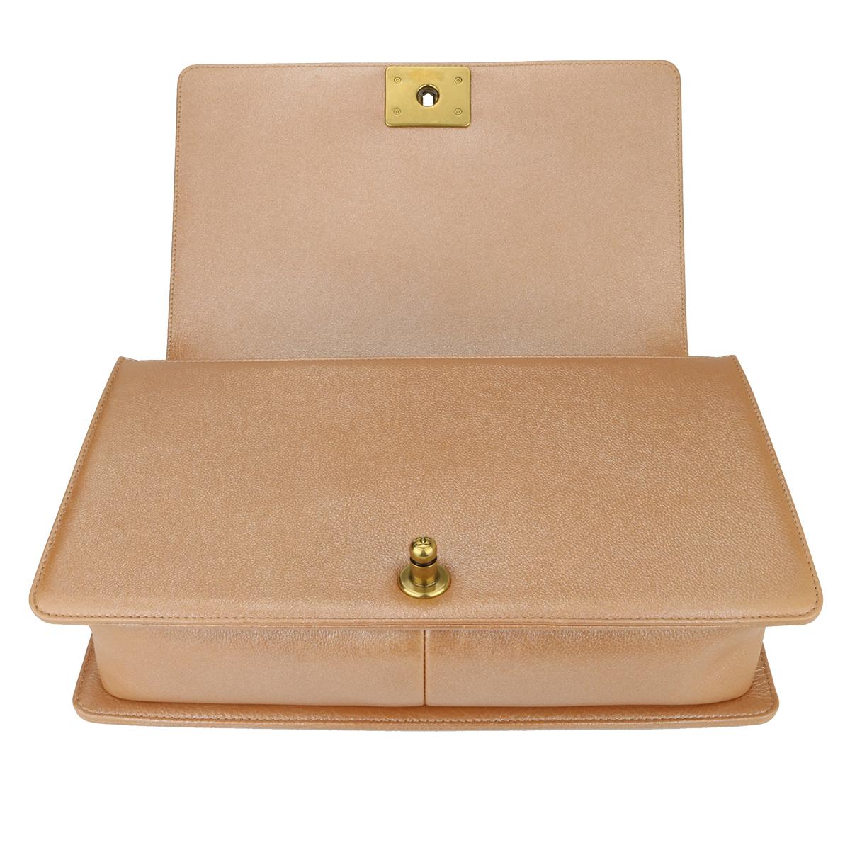 CHANEL New Medium Quilted Boy Bag Iridescent Rose Gold Calfskin with GHW 2015 4